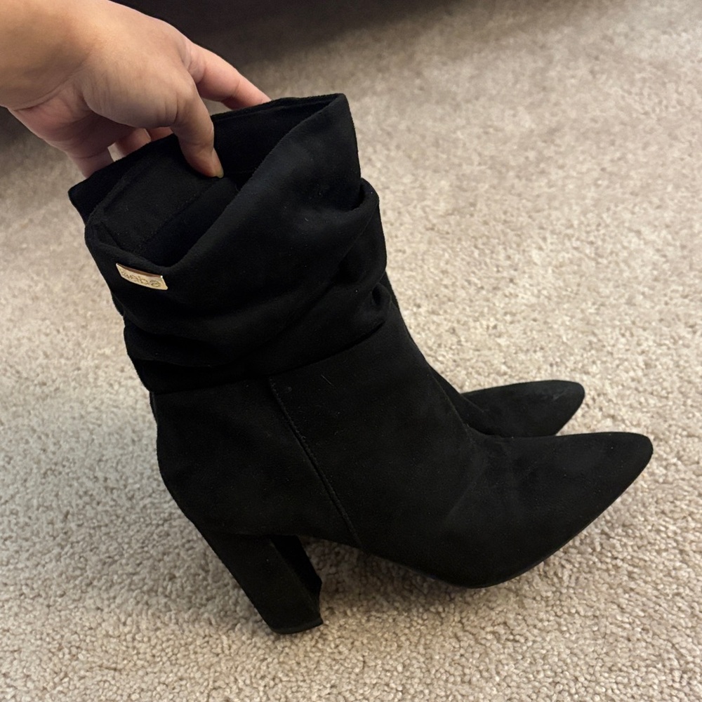 bebe Black Heeled Boots